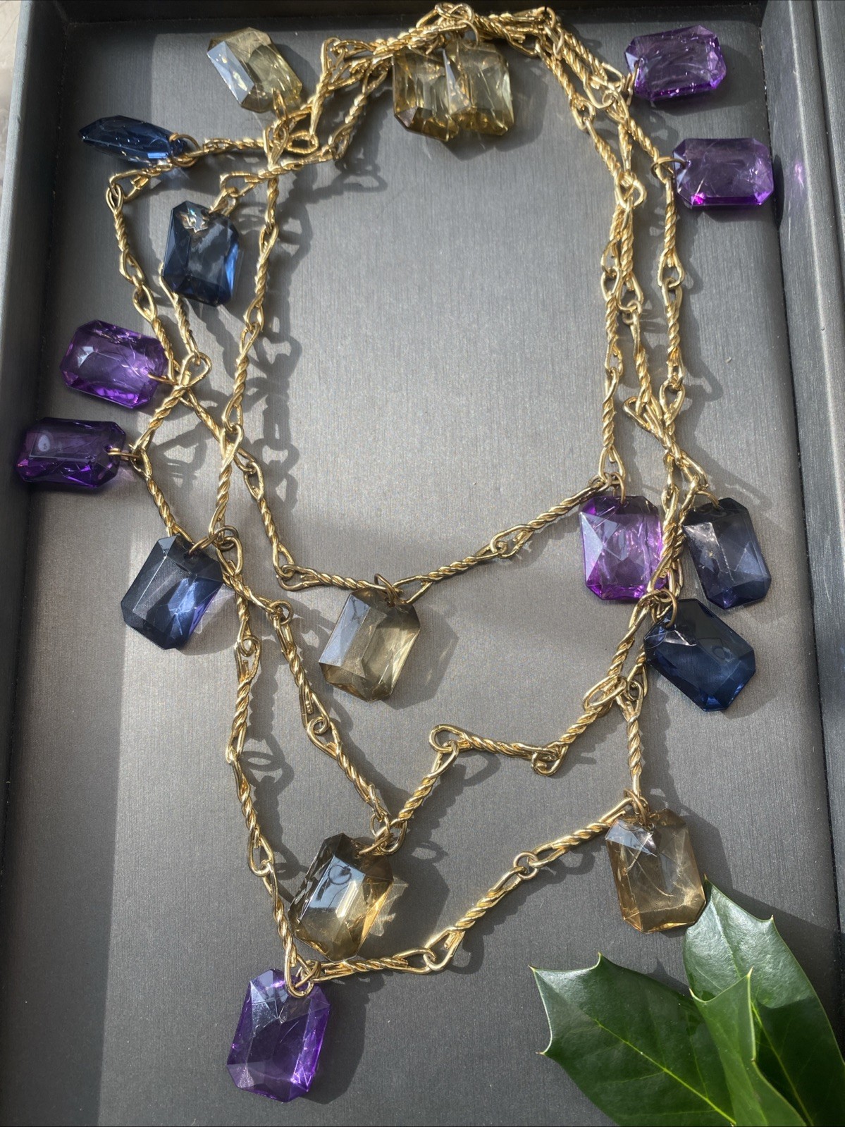 Vintage Necklace Estate Jewelry Multi-color Lucite Fringe 60” Layered X-long