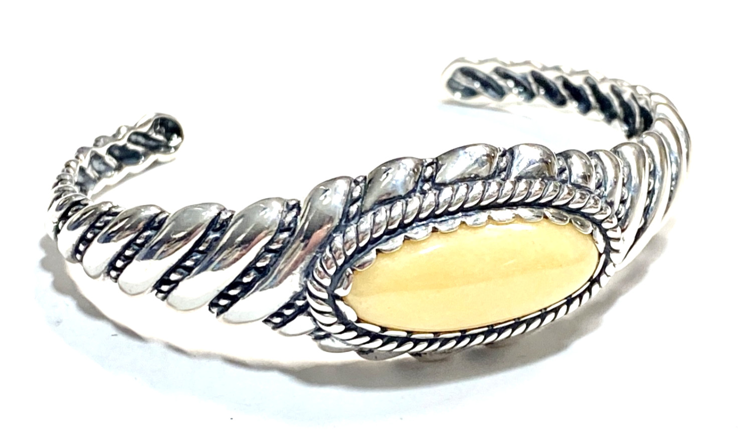 Vintage Sterling Silver Caramel Quartzite Carolyn Pollack Cuff Bracelet 2 3/8″