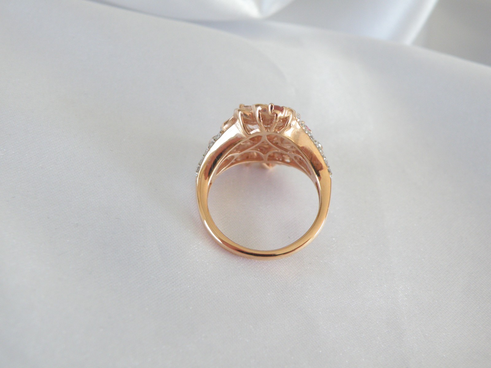 Sterling Silver 925 Rose Gold on Morganite Quartz Antique Style Ring Size 6
