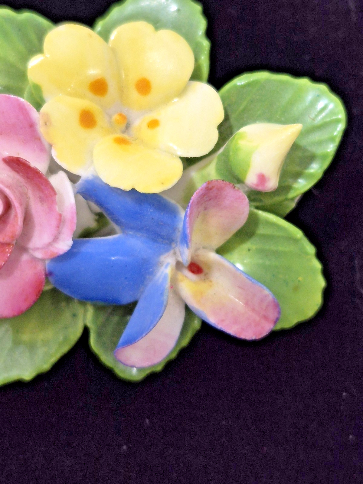 Cara China England Bone China Floral Brooch Pin Hand Painted Roses Vintage