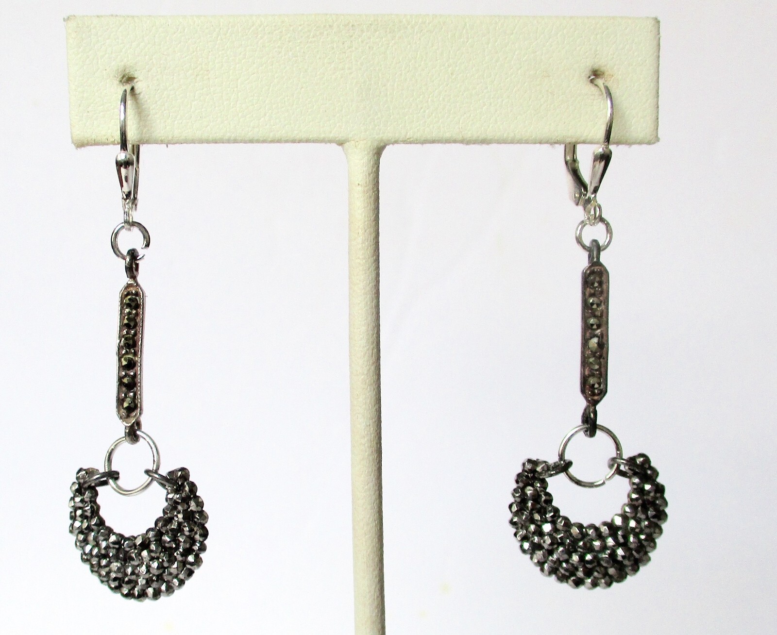 Pair of Antique Cut Steel & Marcasite Earrings from the Early 1900’s