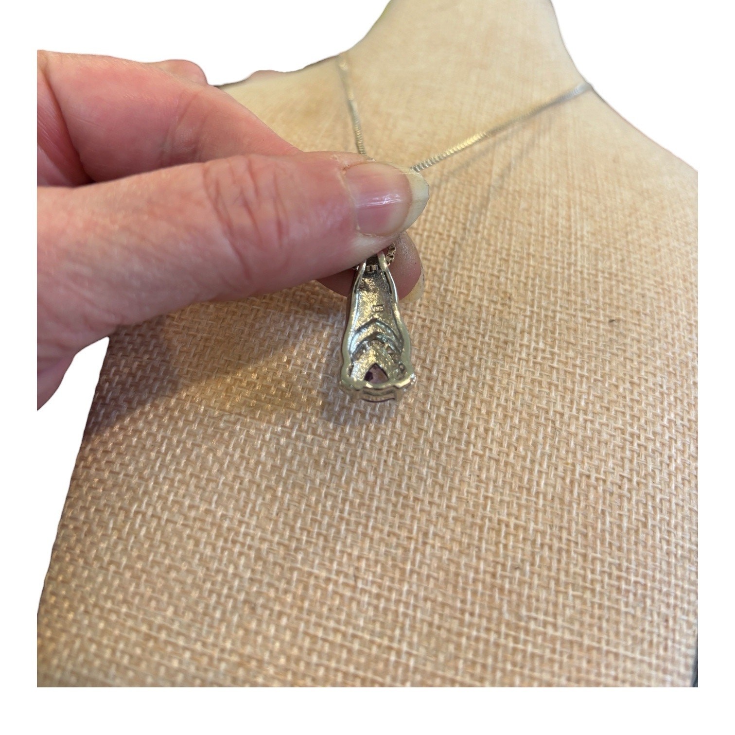 925 Silver Blue Opal Chevron Necklace Purple Teardrop Art Deco Glam