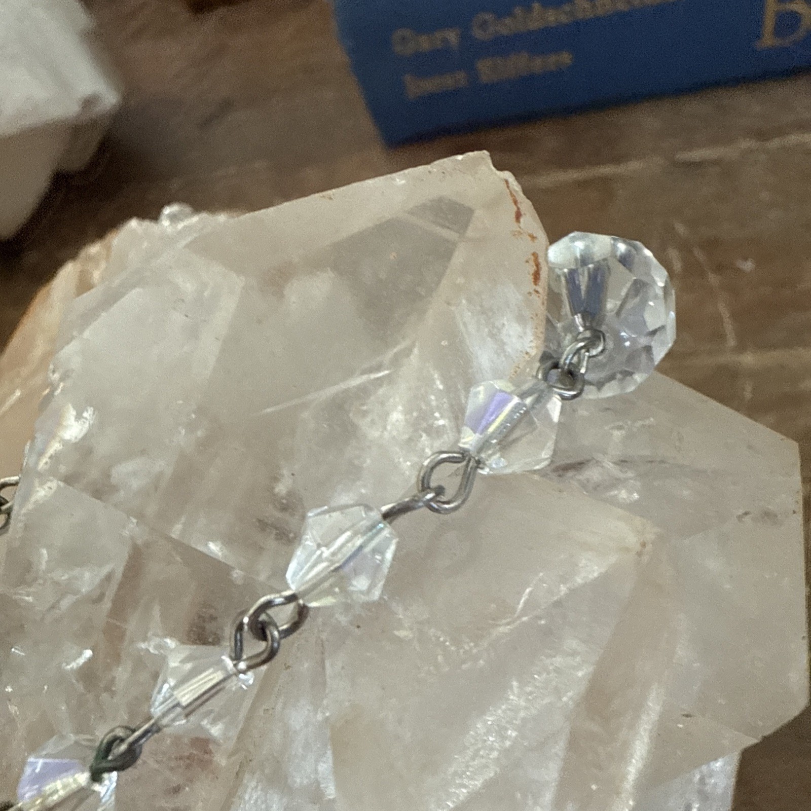 VTG Y2K NECKLACE Layer AGATE LEAF GEODE CRYSTALS AB Boho Hippie Gypsy Wedding