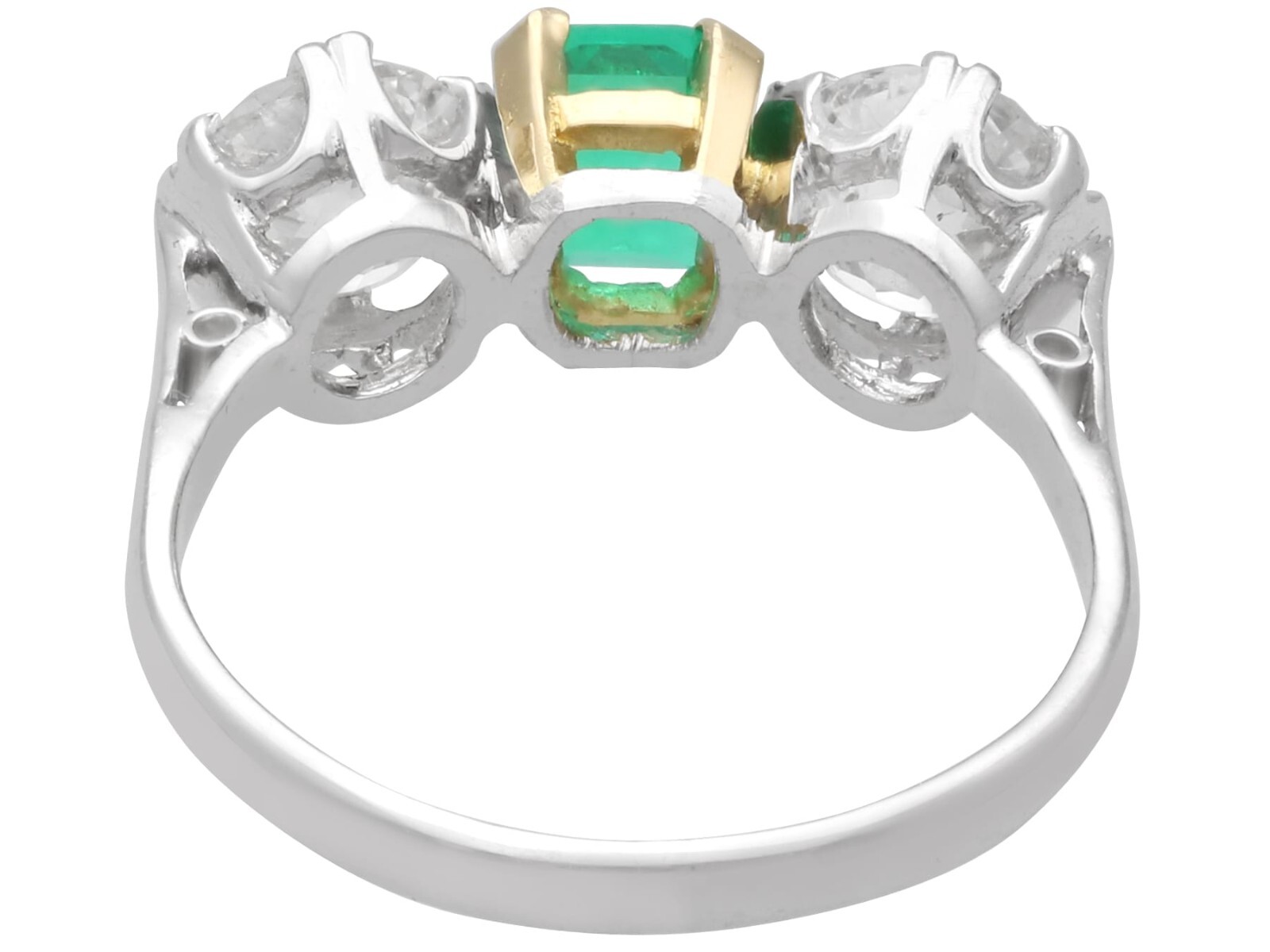 0.50Ct Colombian Emerald and 1.94Ct Diamond, Platinum Trilogy Ring Circa 1935
