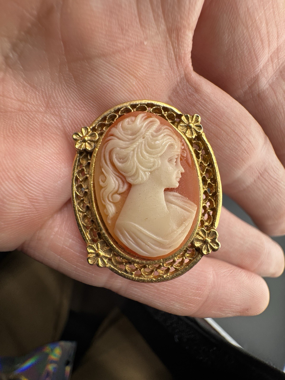 Cameo Brooch & Set Of Screw Back Earrings See Photos Different Cameo Girls