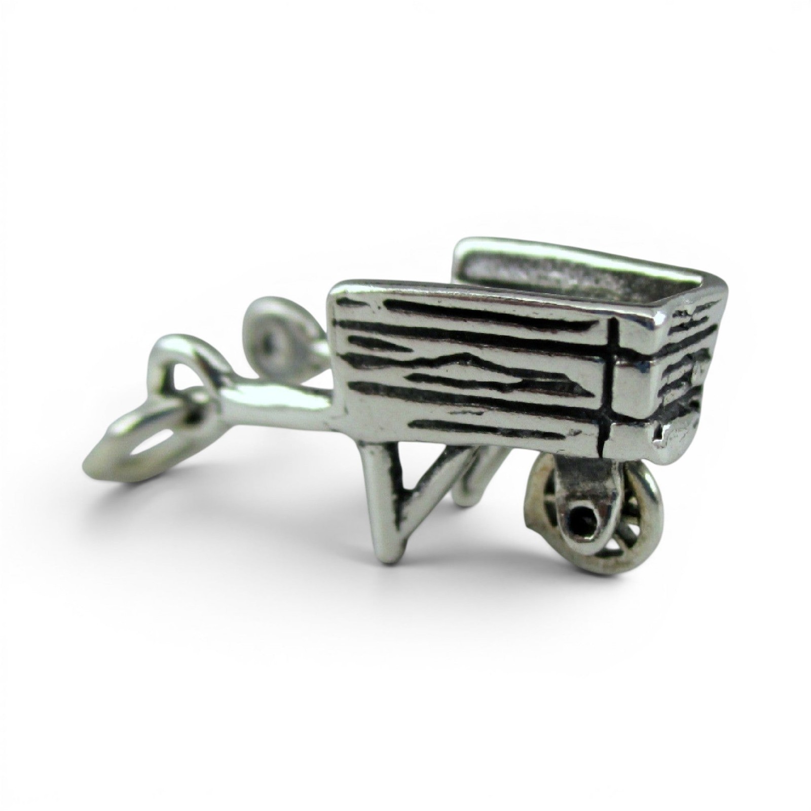 Sterling Silver or Gold Vermeil Wheelbarrow Charm for Bracelet 3D Gardener Gift