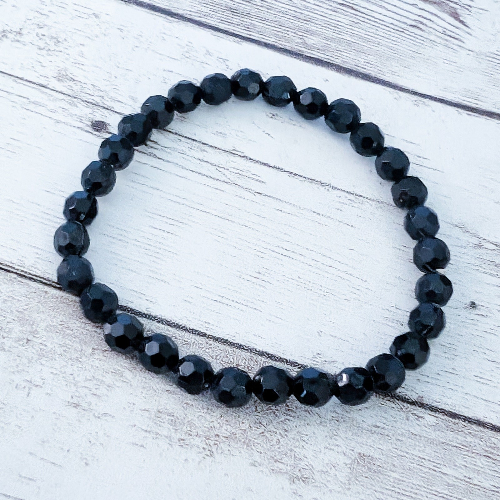 Vintage Stretch Bracelet Dainty Black Beaded