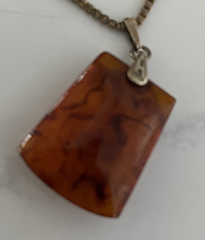 Vintage Soviet Honey Amber Beautifully Unique Pendant