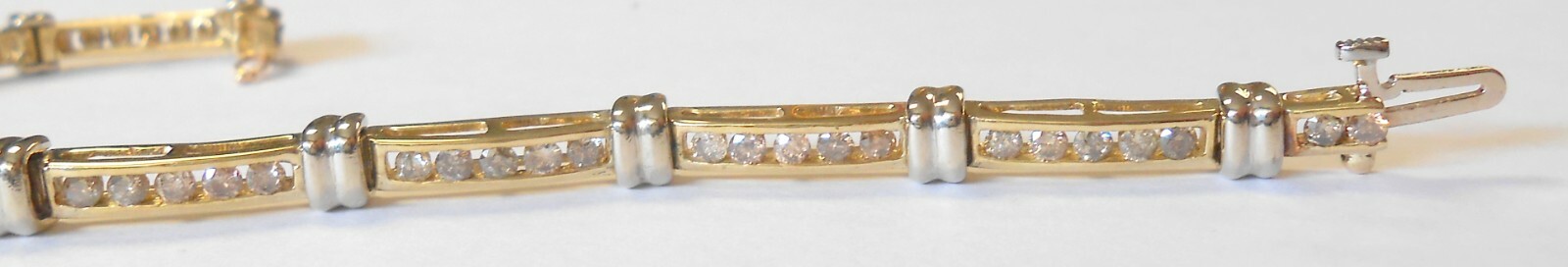 49 Champagne Diamond 14K Yellow & White Gold Tennis Line Heavy Bracelet 6.75″