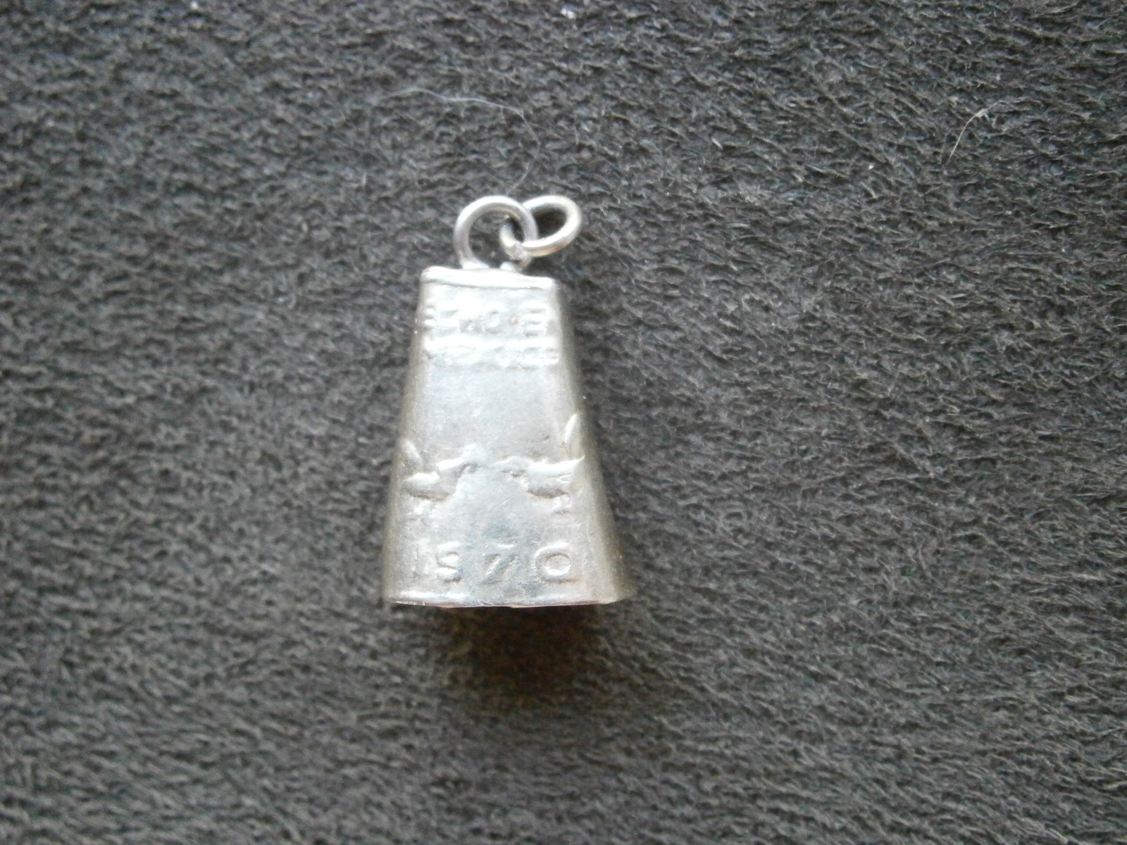 Sheep Cow Bell No Clapper Vintage Mexico Silvertone Bracelet Charm Pendant 1.5g