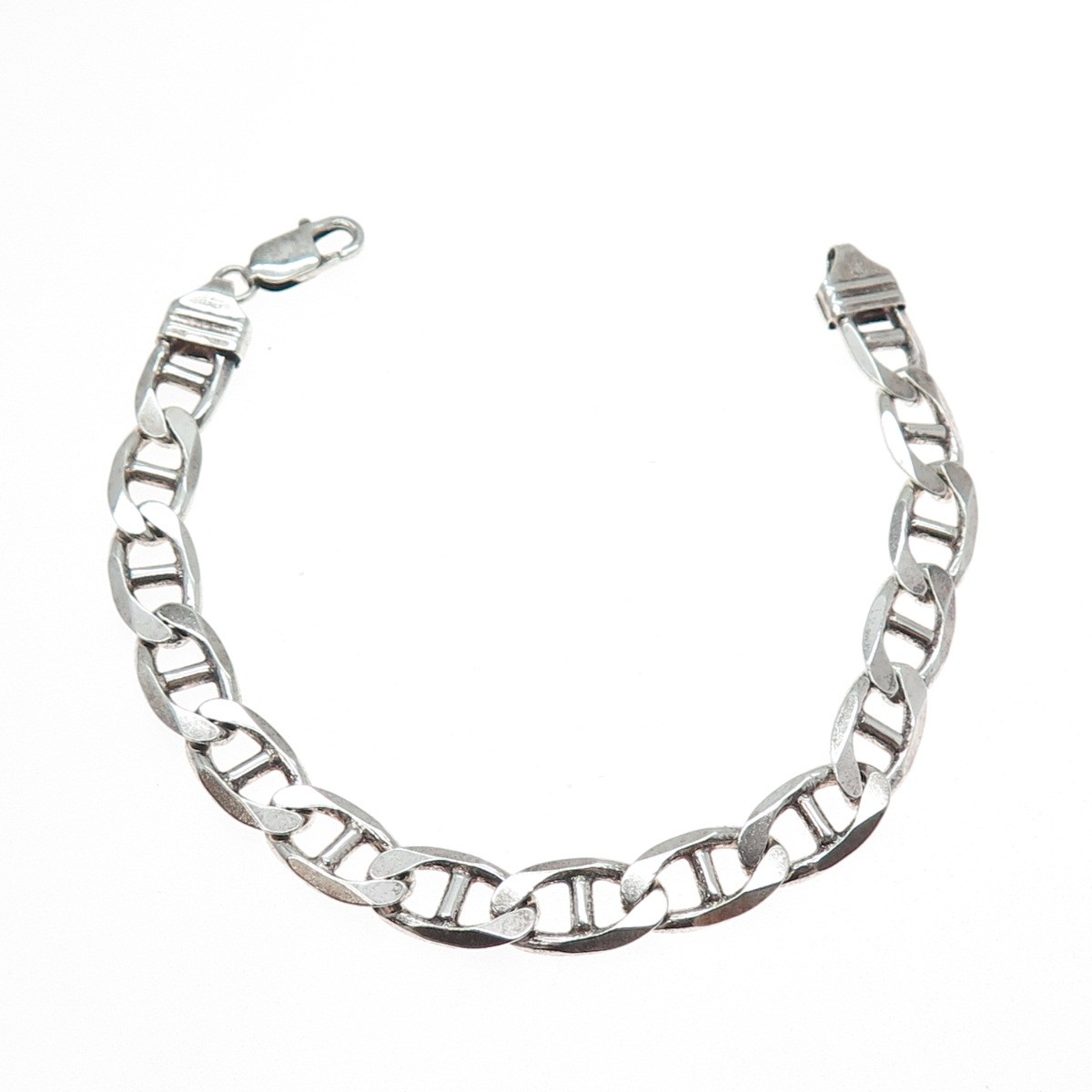 925 Sterling Silver Vintage Italy Anchor Mariner Link Bracelet 8.75″