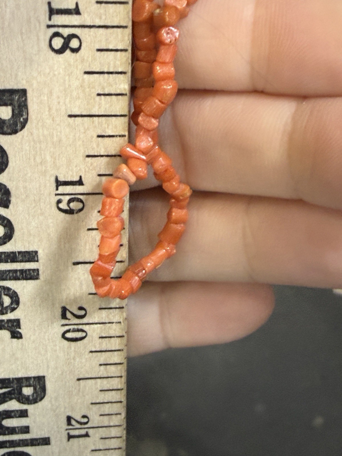Vintage Necklace Coral Chip LIghtweight Antique No Clasp 40 inches