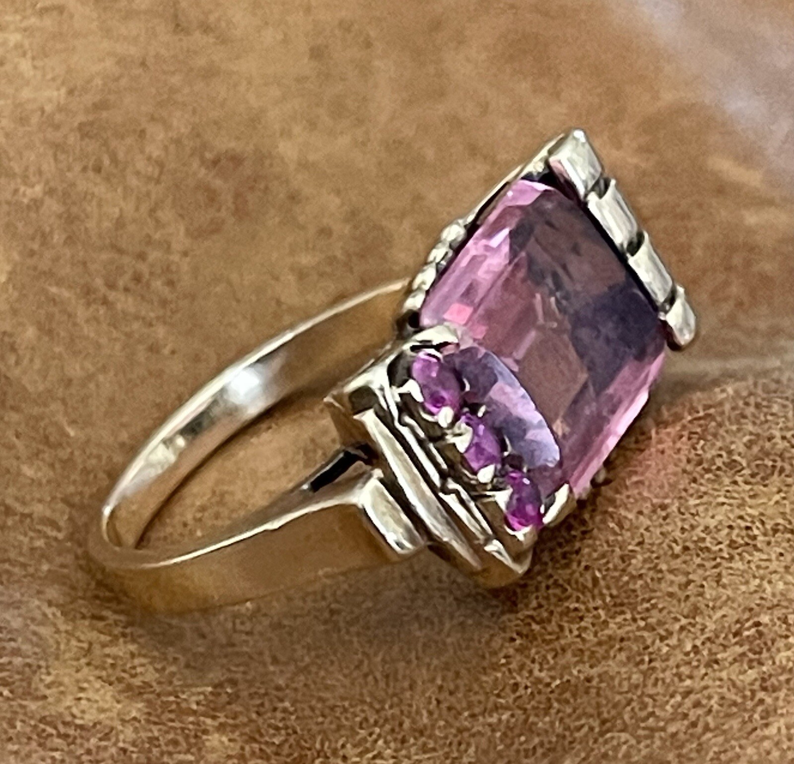 Vintage Retro 40’s-50’s 10K Yellow Gold Topaz, Ruby Stone Cocktail Ring Size 6.5