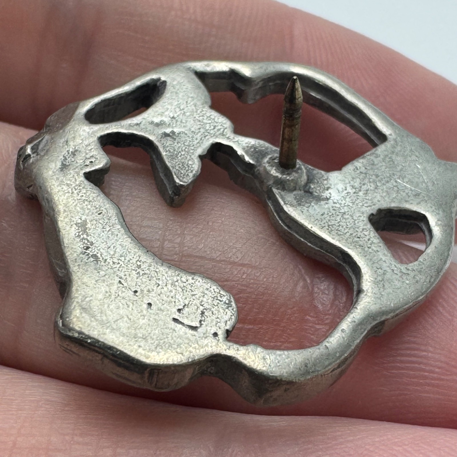 Vintage Silver Hummingbird Flower Heart Nature Garden Lapel Pin Souvenir