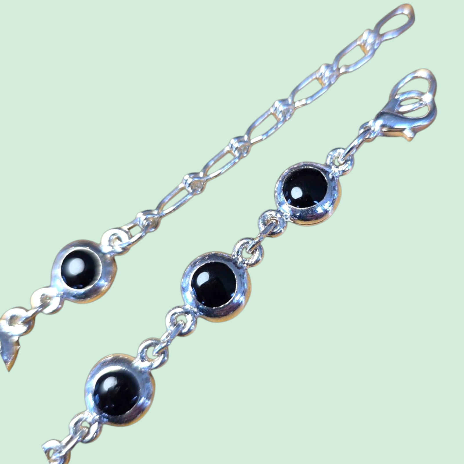 Vintage Silver & Black Adjustable Chain Necklace with Lobster Claw Clasp – UK