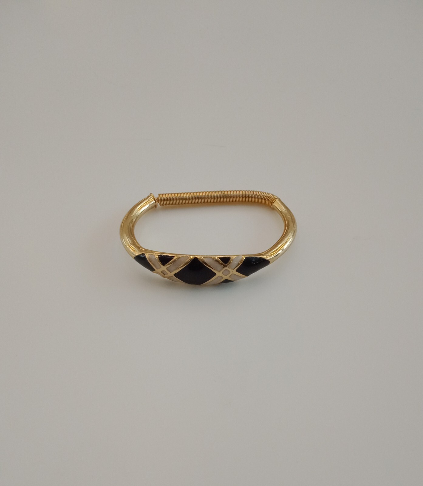 Vintage Orena Paris Bracelet, Goldplate w/ Black & Ivory Enamel, c. ’70s / ’80s