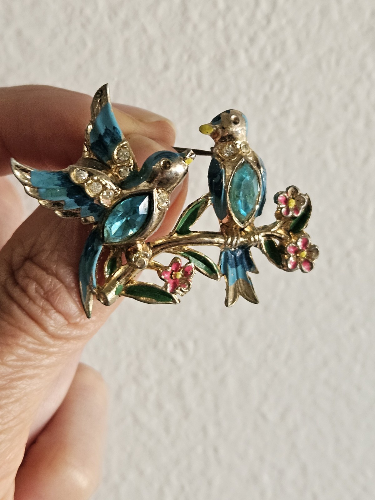 Vintage Brooch Pin Coro Bill & Coo Birds A. Katz Book Piece BEAUTIFUL Piece