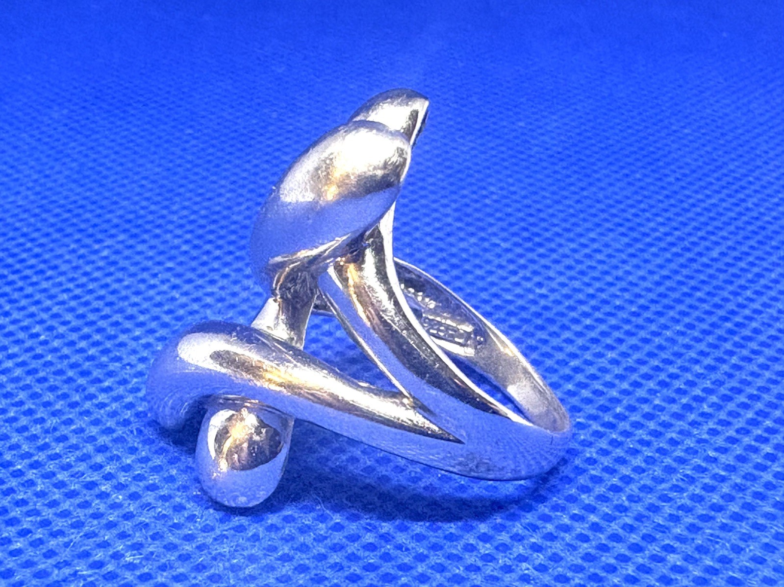 X05 Sculpture Double Criss Cross Modernist 925 Sterling Silver Ring 8g Size 8.5