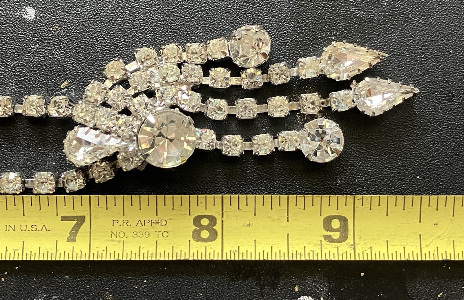 Vintage Silver Toned Rhinestone Jewelry Set Necklace, Earrings, and Brooch