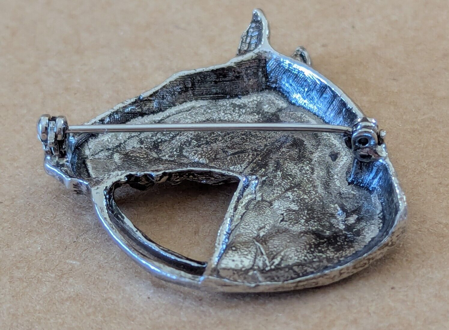 Horse Head Brooch Equestrian Silver Tone Vintage Very Nice!
