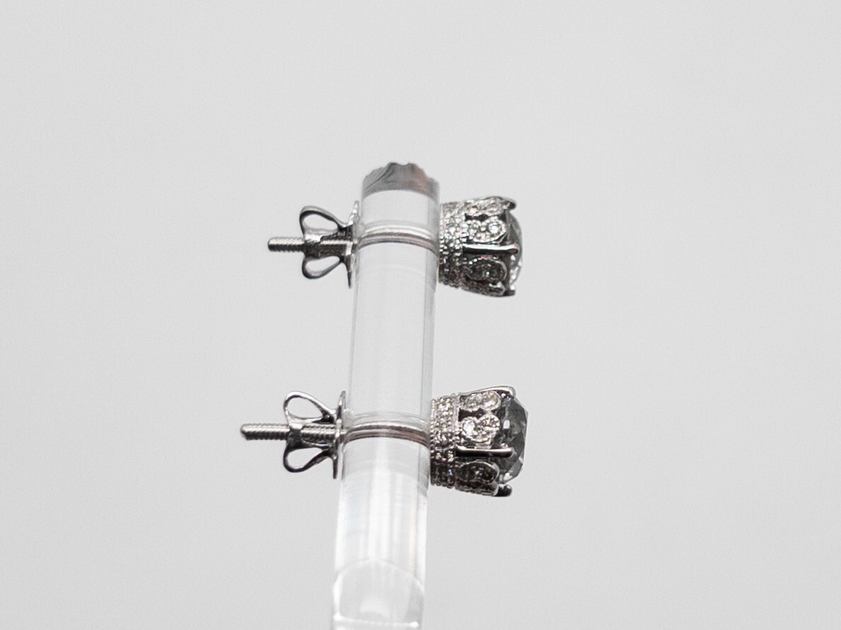 NEW $9000 2.25ct Champagne Diamond 18k White Gold Eternity Screwback Earrings