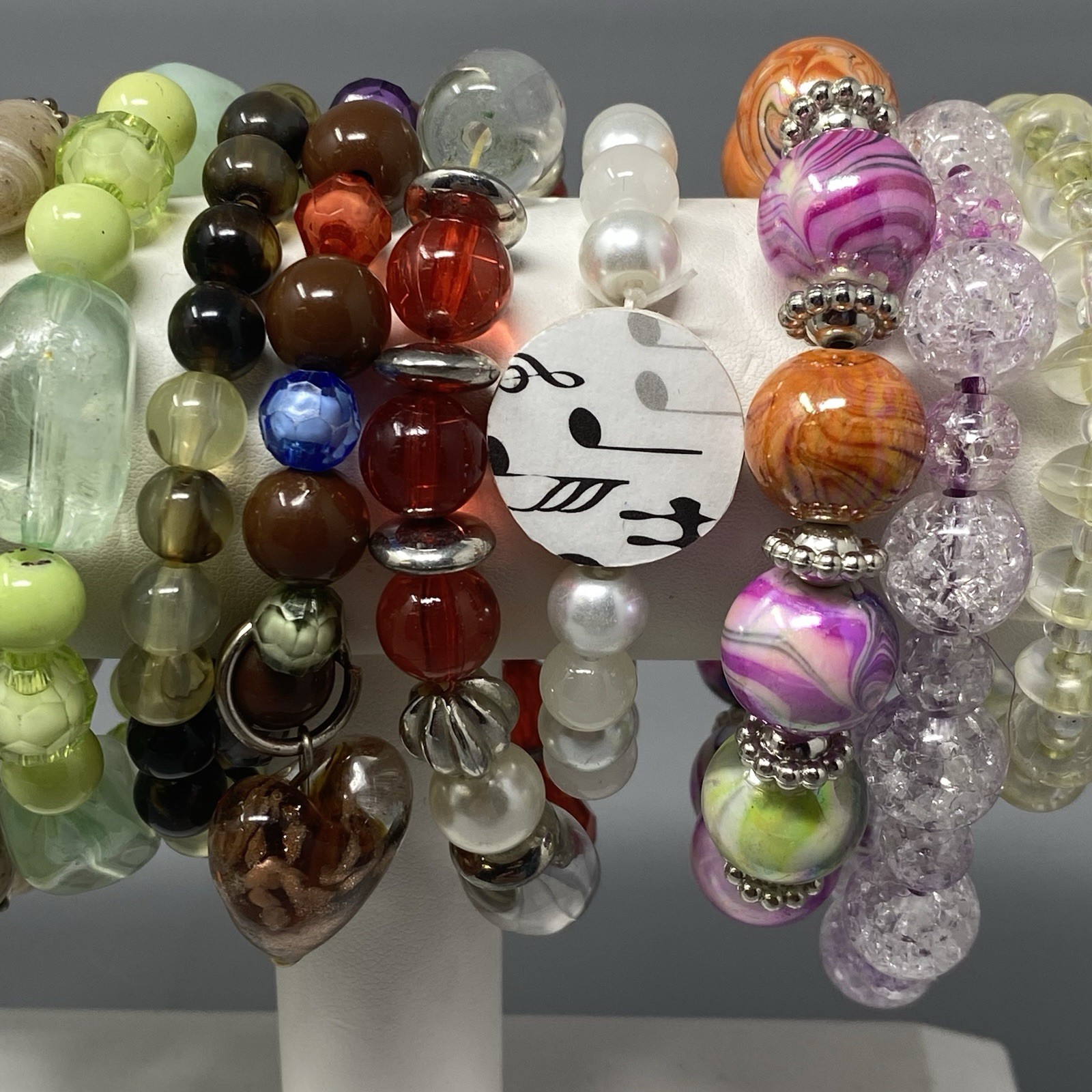 Acrylic Beaded Bracelet Lot Stretch Craft Multicolor Chunky Lot of 10