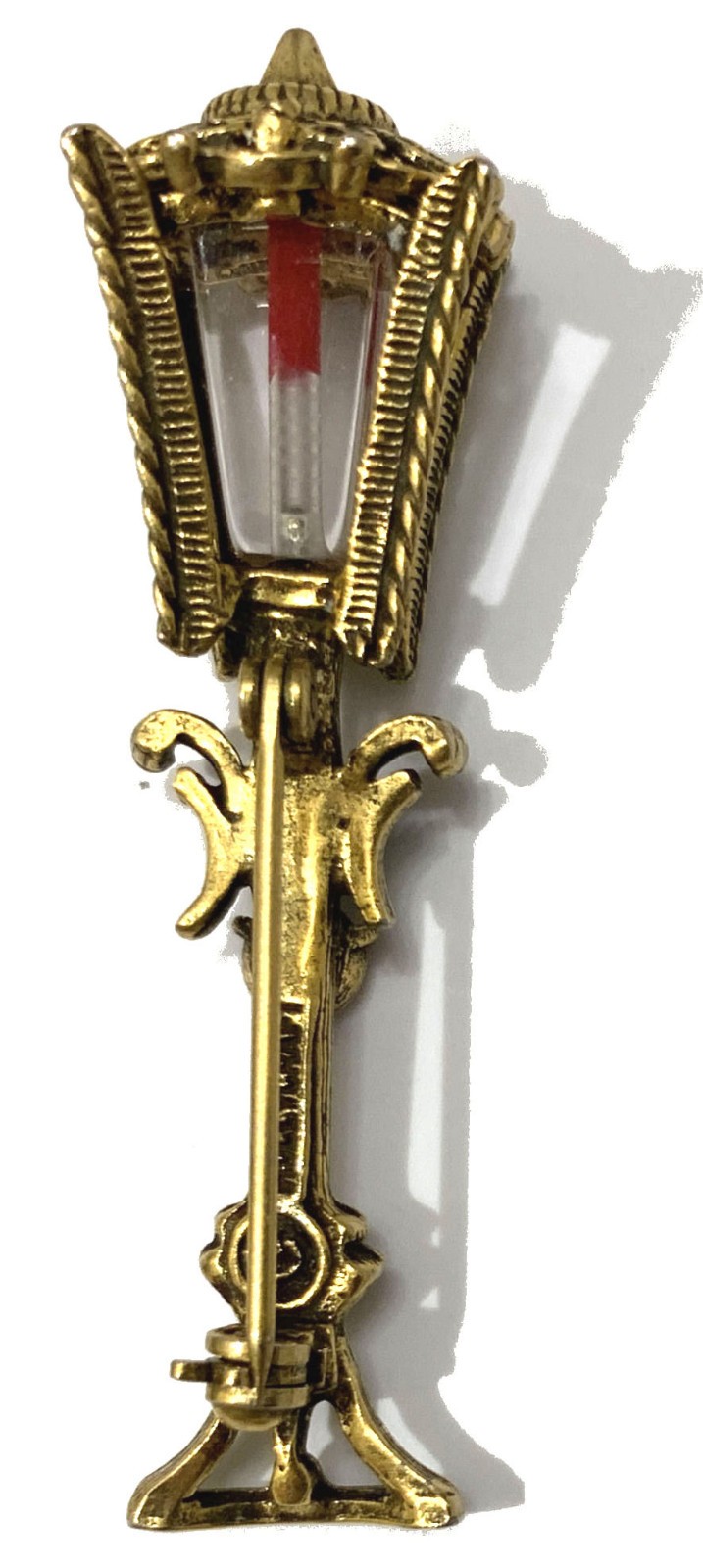 Vintage Signed Hollycraft Victorian Christmas Lamp Post Brooch Pin
