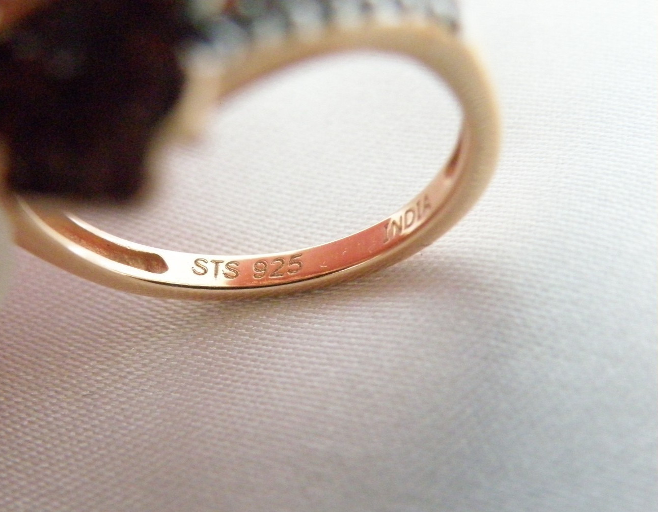 Sterling Silver 925 Rose Gold on Morganite Quartz Antique Style Ring Size 6