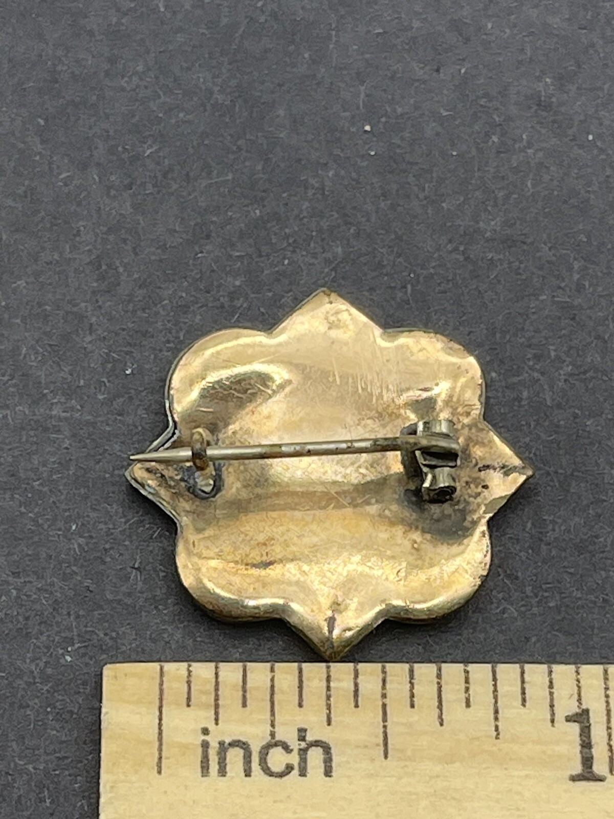 Antique Old Rolled Gold Filled Small Hollow Engraved Pin Brooch Unmarked