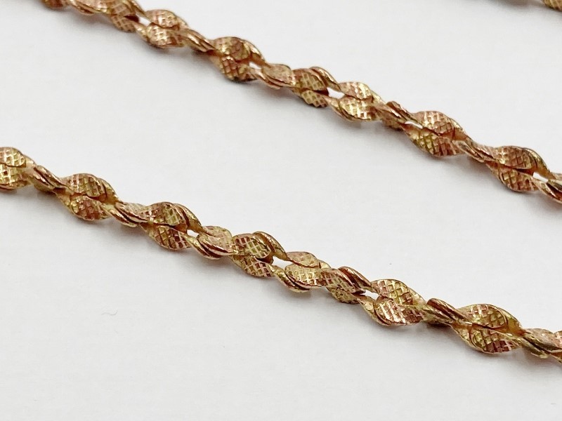 Vintage Rose Brass Twisted Hammered Double Cable 4mm. Chain 24″ Necklace W804