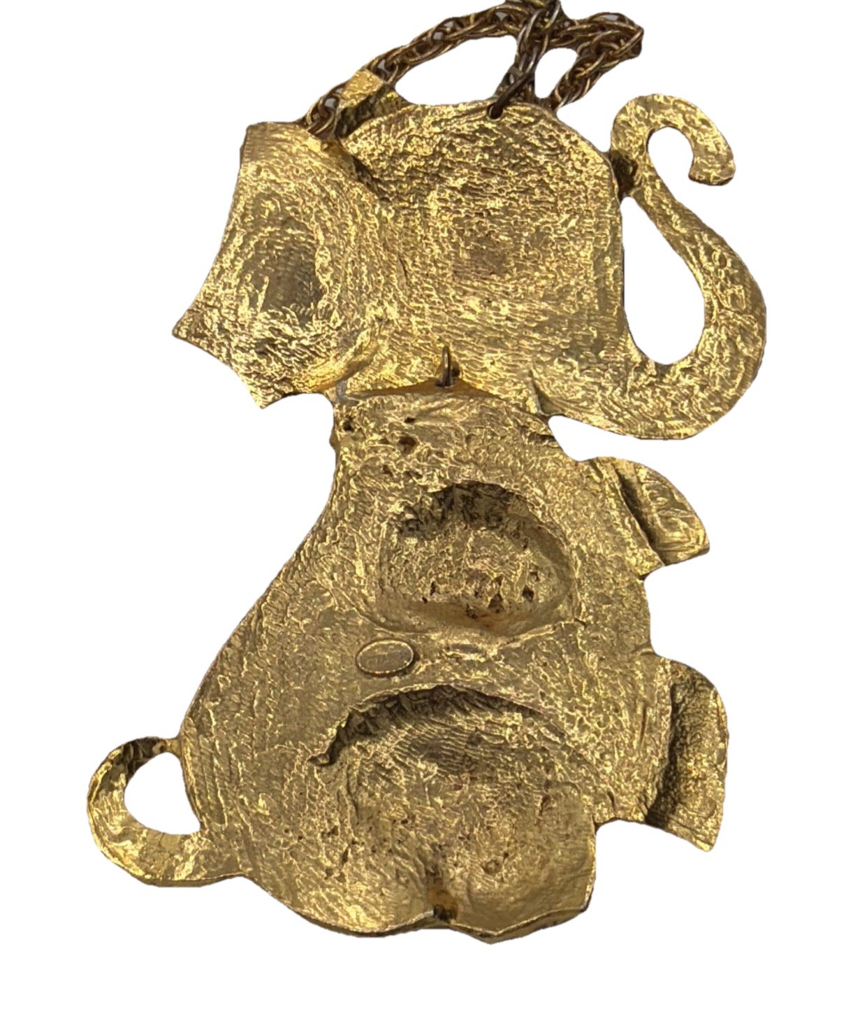 Rare Hattie Carnegie Articulated Elephant Necklace • Textured Gold Statement