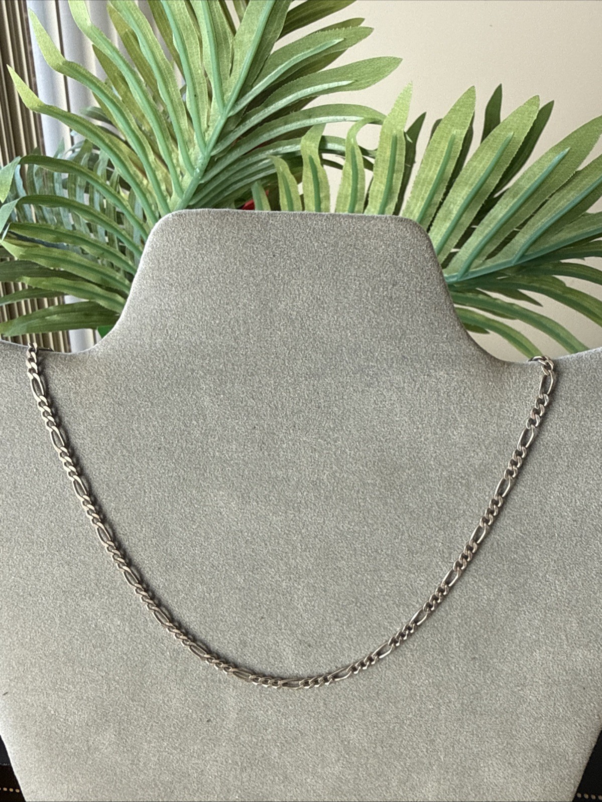 Vintage Fígaro Chain Necklace 16”Long 3mm Width Sterling Silver 925 Italy