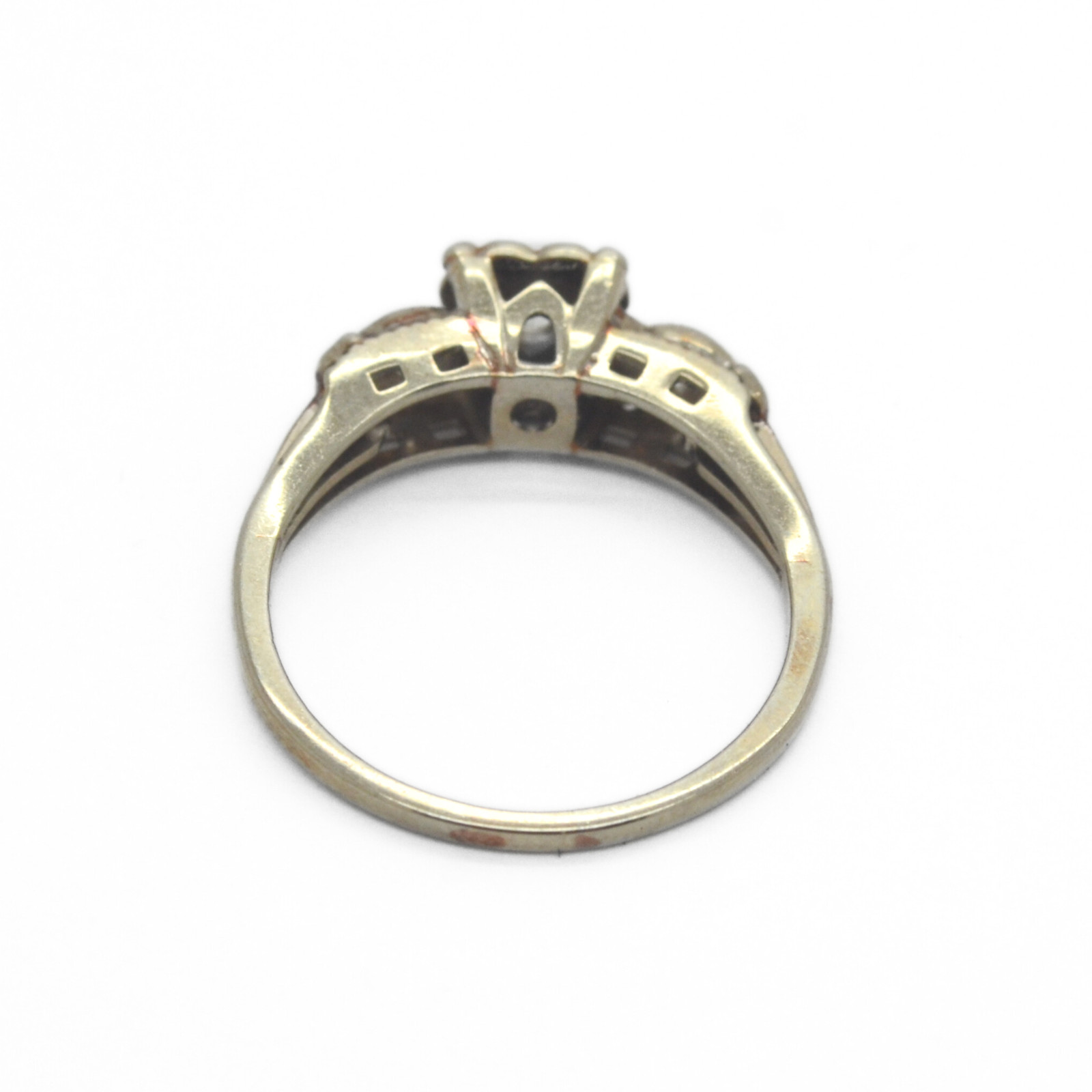 VINTAGE 14K White Gold 0.35ct European Cut Diamond Ring Size 6.75