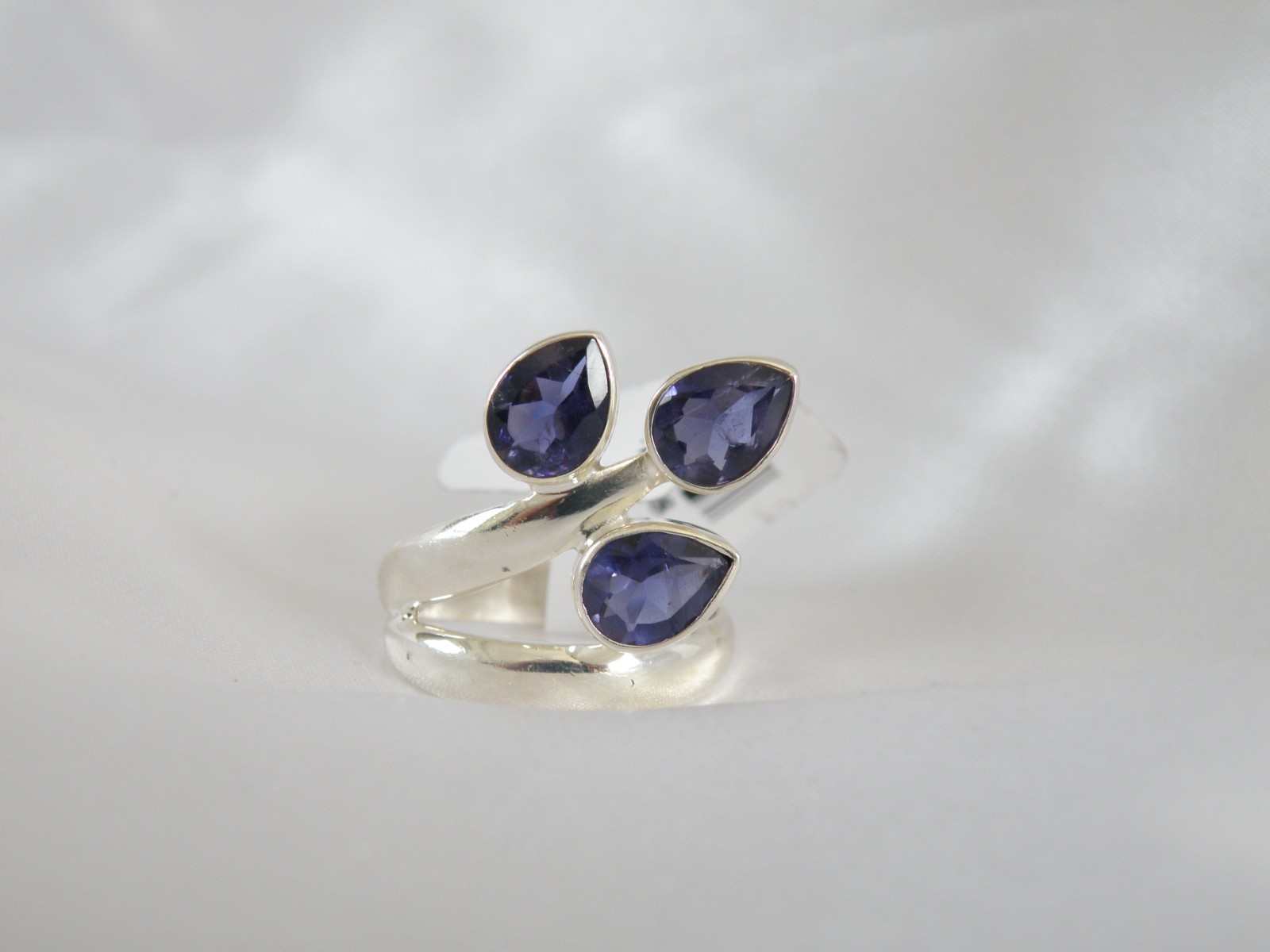 Chunky Sterling Silver 925 Bold Iolite Wrap Band Ring Size 8