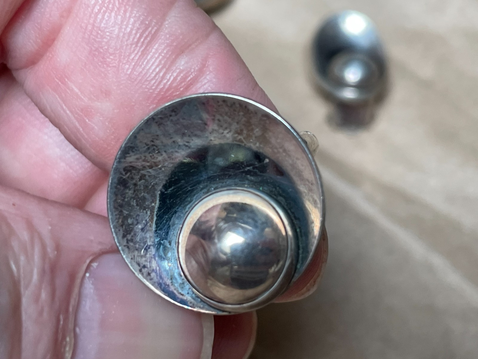 Neil Erik (N.E.) From Denmark Modernist Sterling SIlver Ring & Clip Earrings 15g