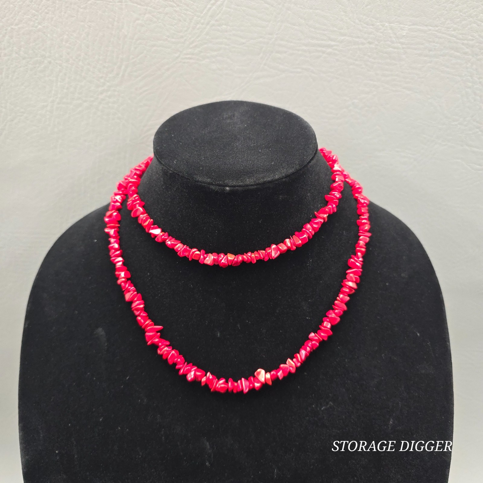 Vintage Handmade Red Coral Beads Necklace 34″ Long