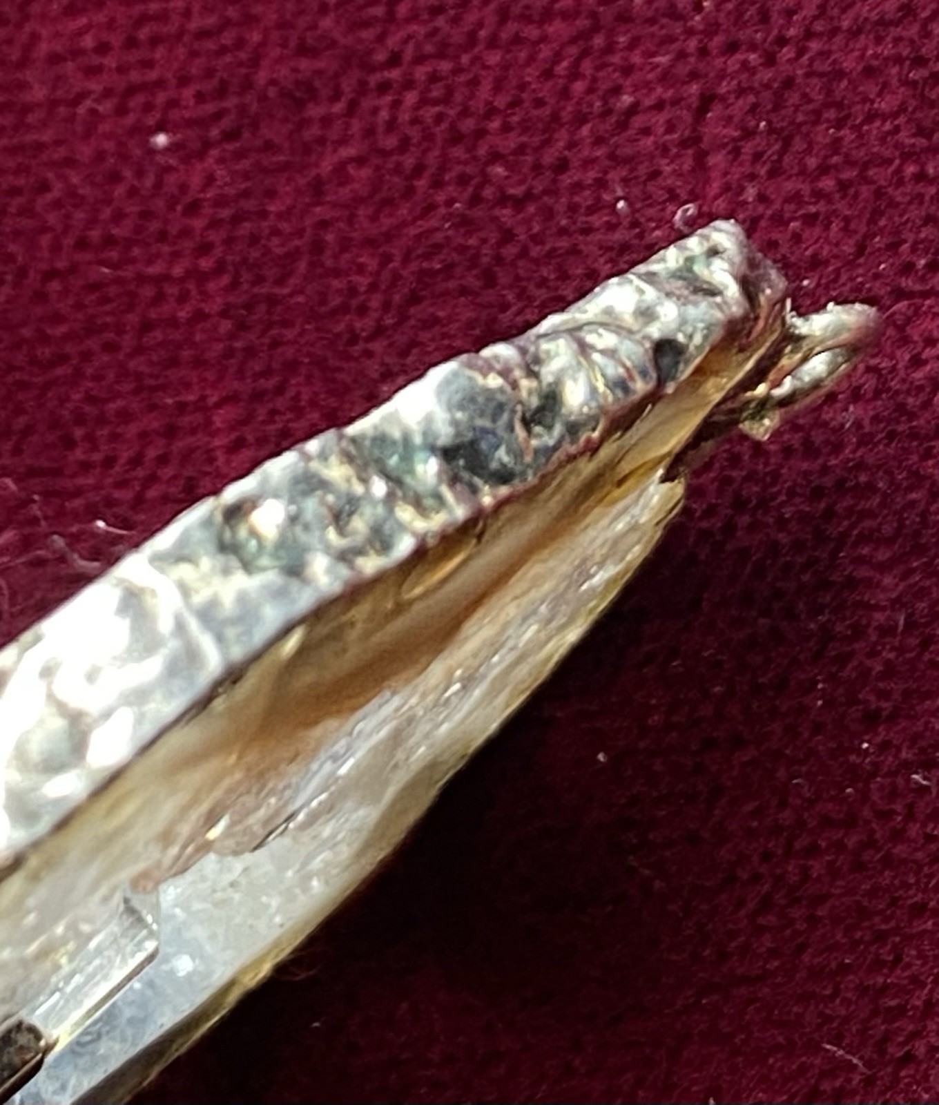 Very Cool Vintage Handcrafted Geode Slice & Rutilated Quartz Crystal Pendant