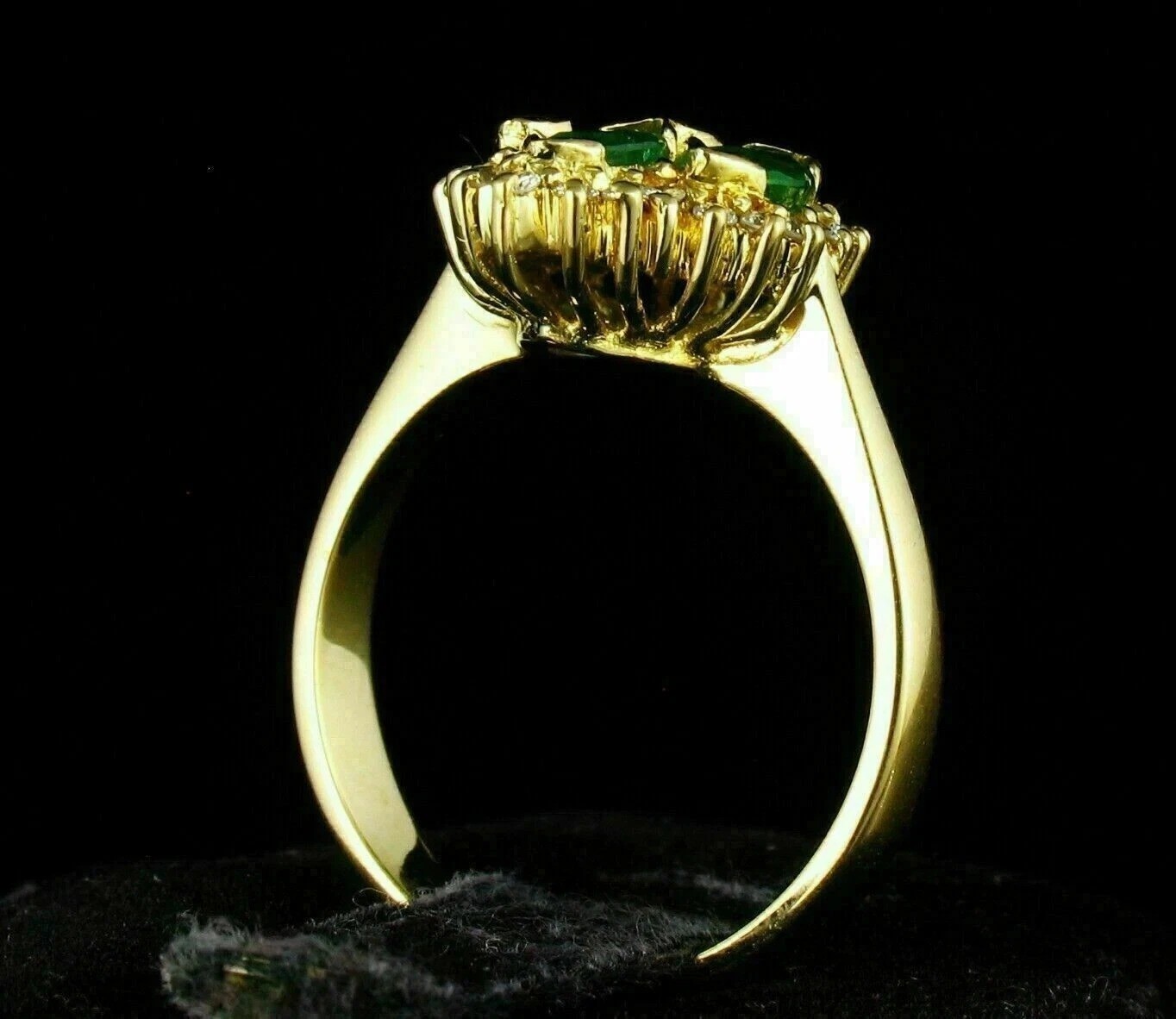 3.75Ct VVS1 Marquise Cut Lab Created Emerald & Diamond Wedding 14K Gold FN Ring