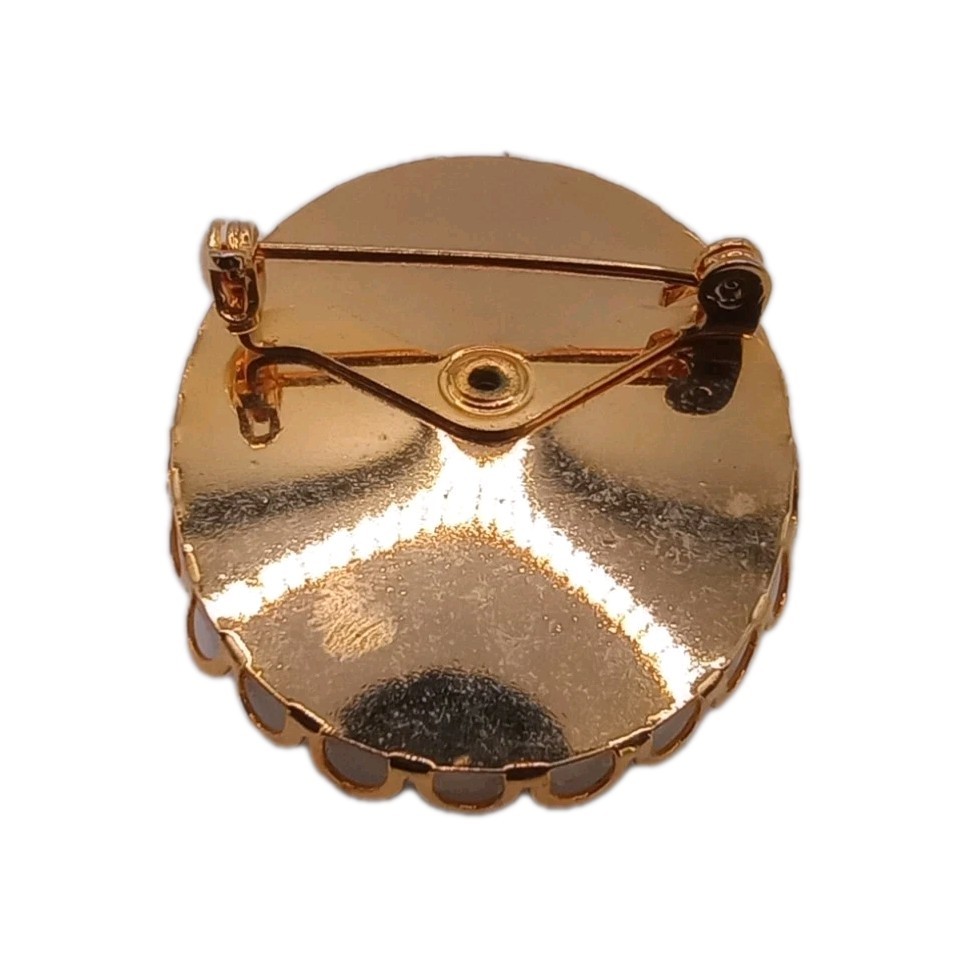 Vintage Floral Sugared Blue Morning Glory Brooch Gold Tone Scallop Pin 1 3/4 in