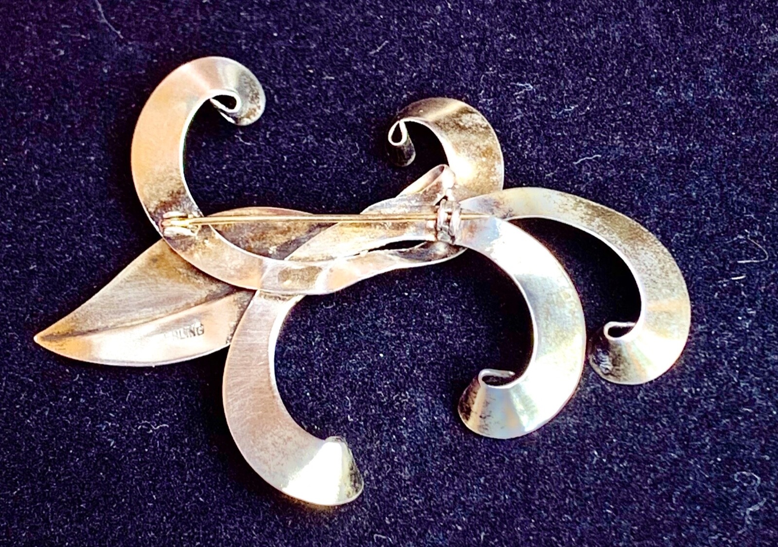 nice large vintage modernist sterling silver brooch 10g 3” wide marked