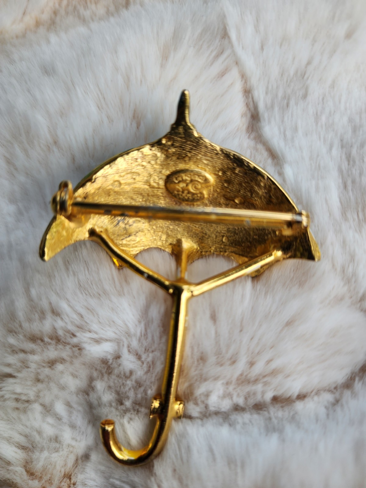 Vintage Original By Robert Bird On Umbrella Brooch Pin Blue Enamel Signed Figura