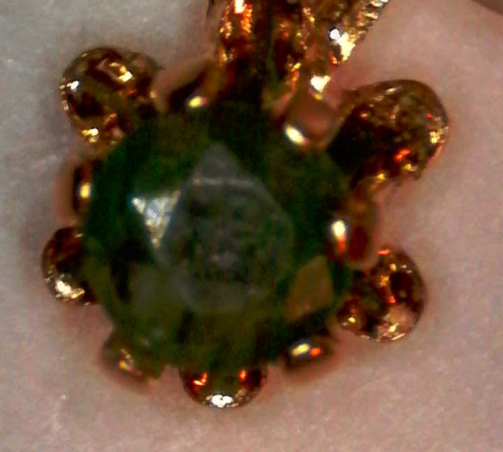 VTG 1/2- 12K GF Yellow Gold Chain With Emerald Chip 18″~1.10g~May Birthstone