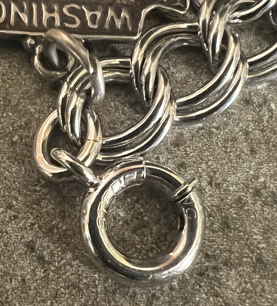 Vtg 12 Charm Sterling Double Link Bracelet 7.25” Travel Articulated 41g Lot 18