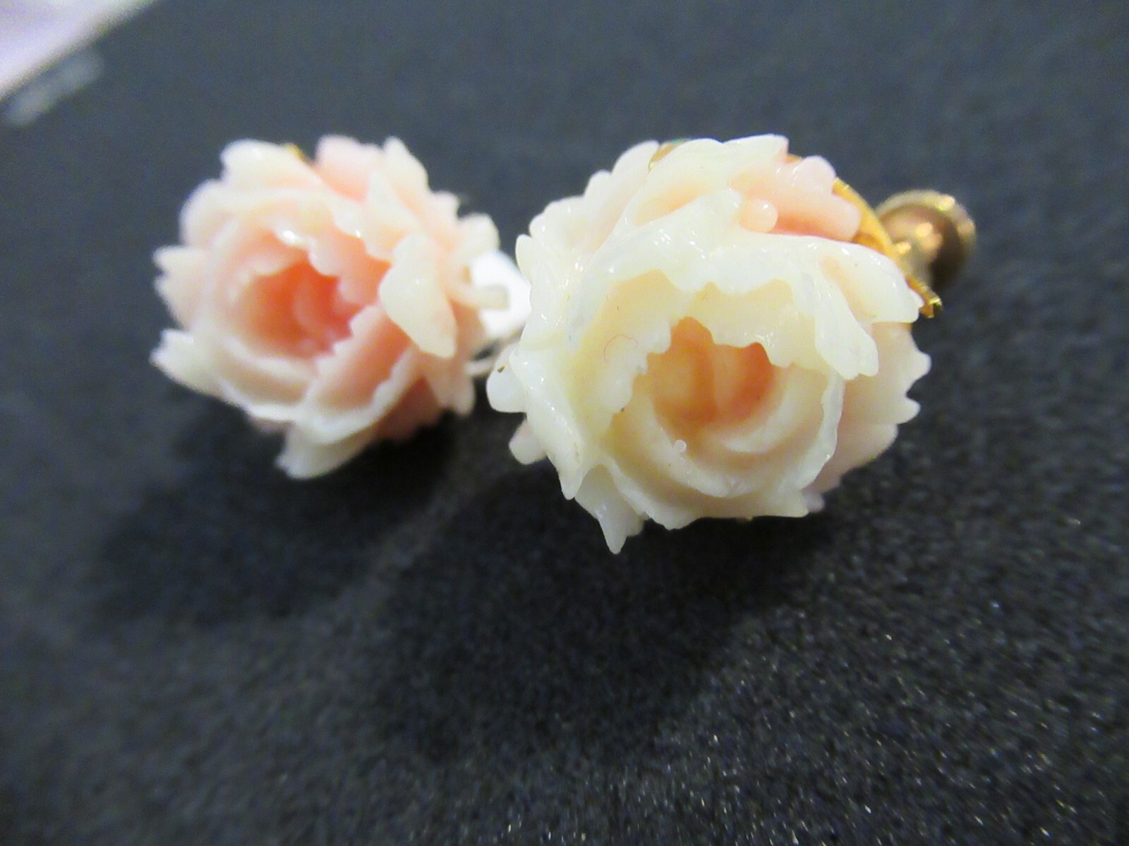 Vendome Gold Tone Enamel Rose Flower Clip On Adjustable Earrings NOS