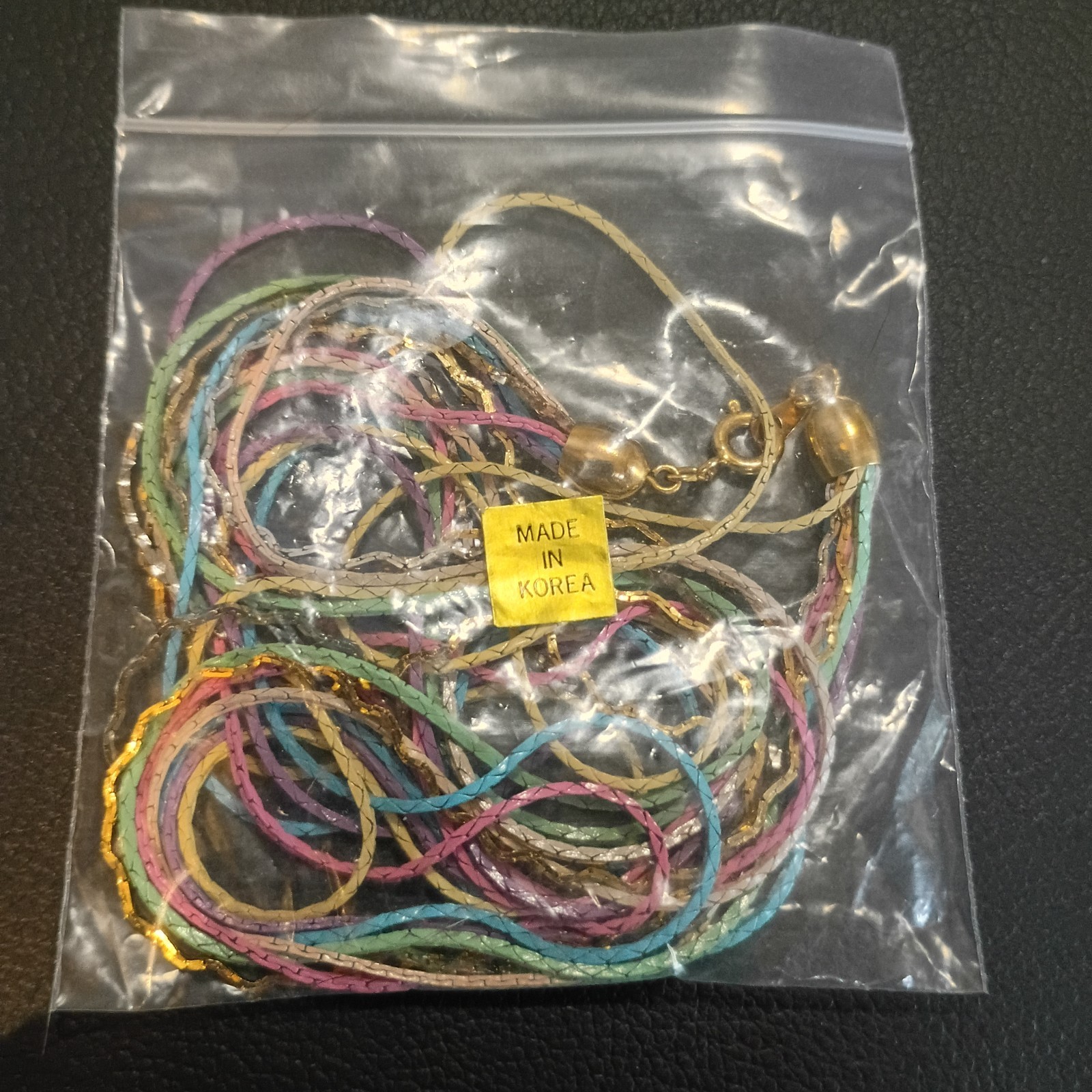 Vintage Enameled Multi Color 8 Strand 18″ Necklace Pastel And Gold Tone