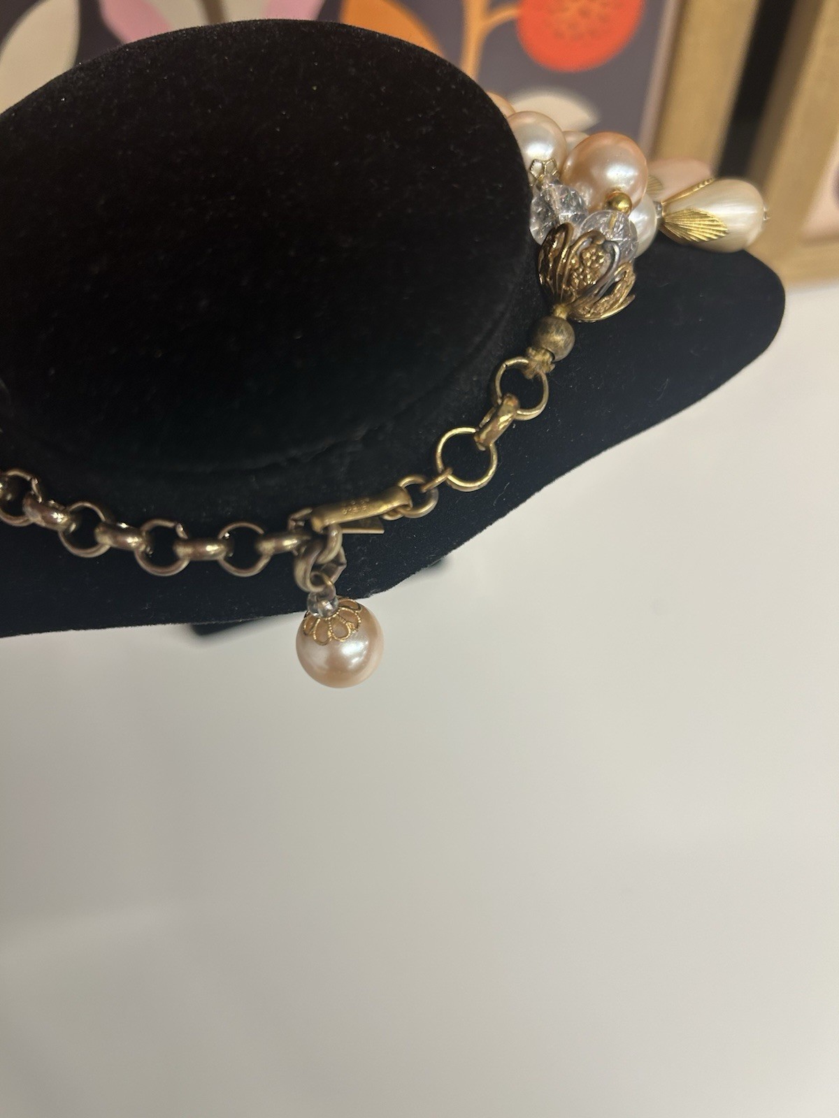 Early Miriam Haskell Large Multi strand Faux Pearl Drop Necklace. So Stunning