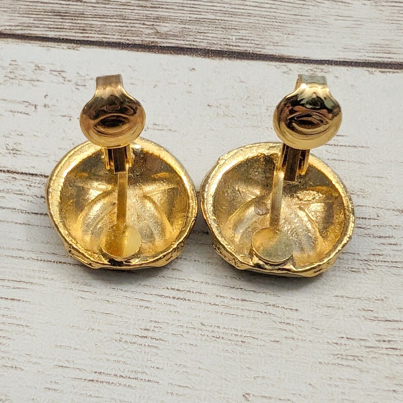 Vintage Clip On Earrings – Different Shades of Brown with Gold Tone Crossover