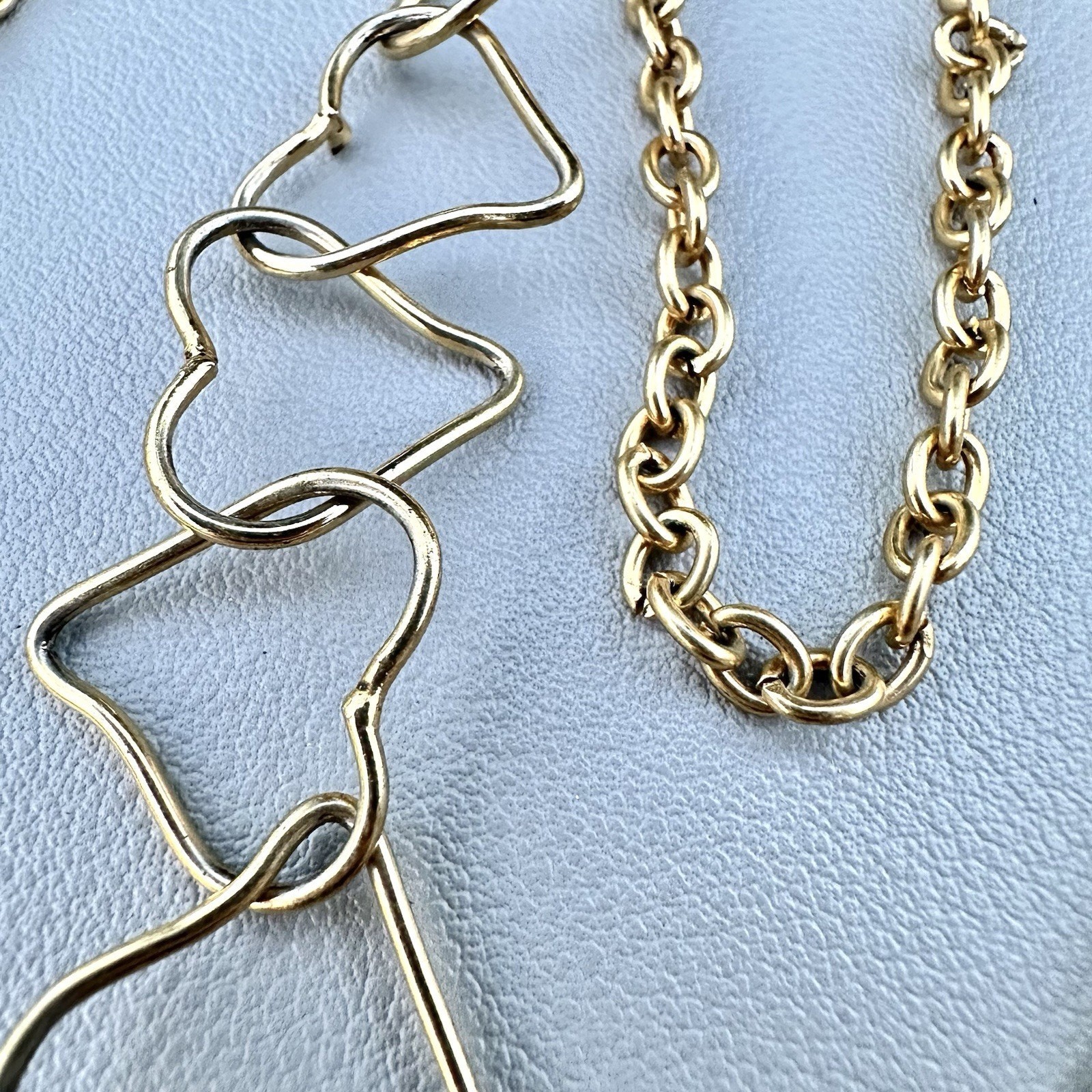 Heart Necklace Chain Gold Tone Open Link Long Love Layering Gwen Vintage 30”