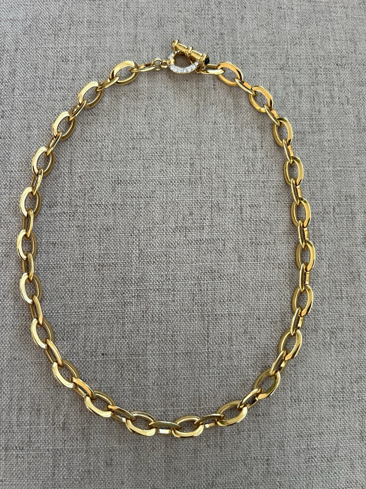 Nolan Miller Glamour Collection Gold And Rhinestone Toggle Clasp Necklace 19”