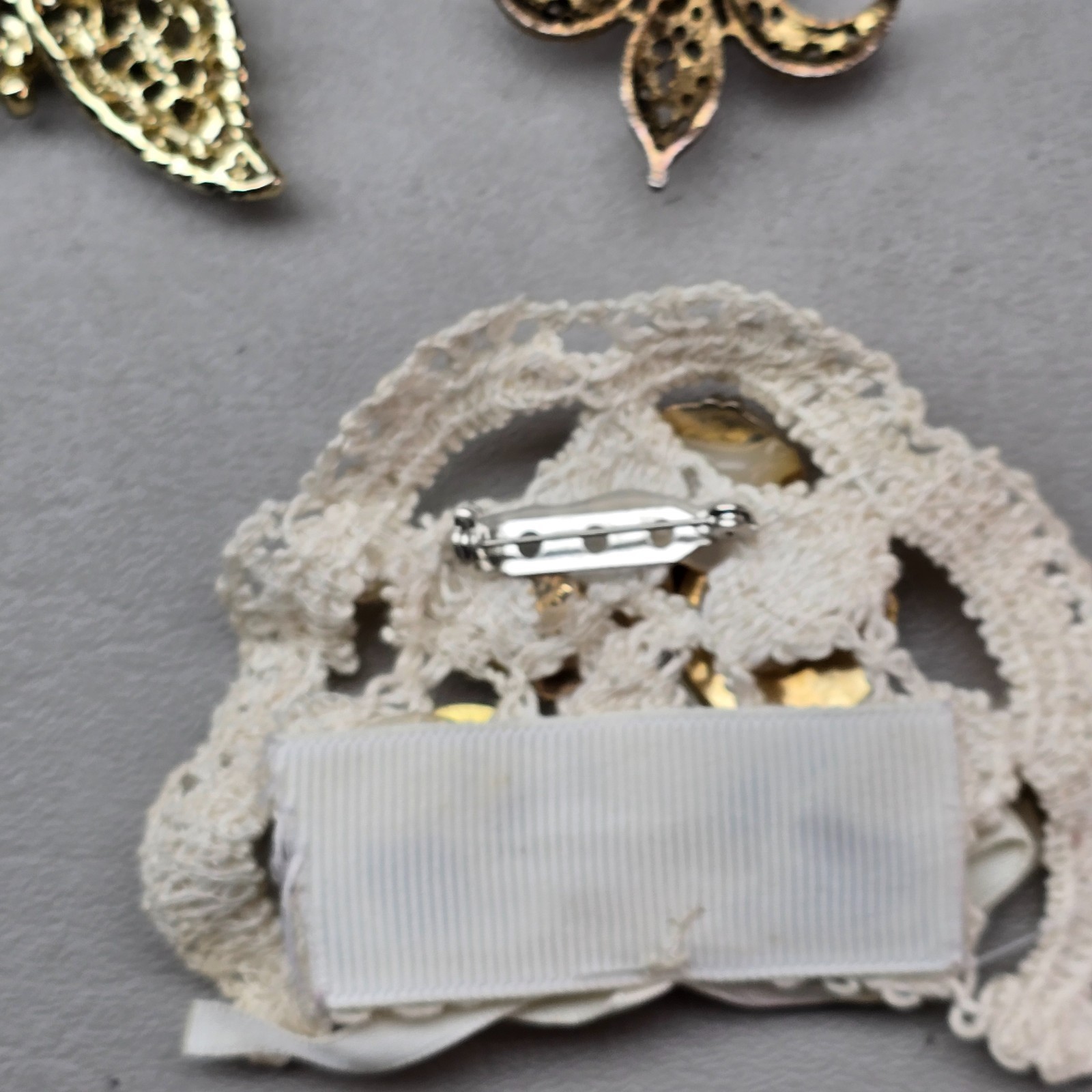 Vintage Rhinestone Brooch Lot Butterfly Leaf Fleur De Lis